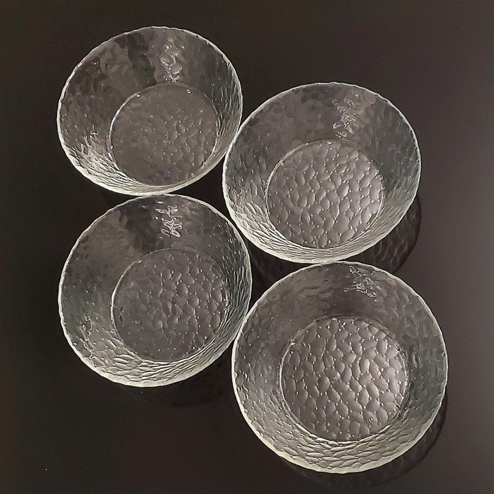 4 Arcoroc 🇫🇷 France Vercors Clear Pebble Textured All Purpose 6" Glass Bowls
